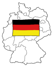 Geographischer Umriss Deutschlands mit Deutschland-Flagge