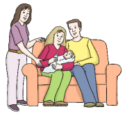 Familie auf einem Sofa