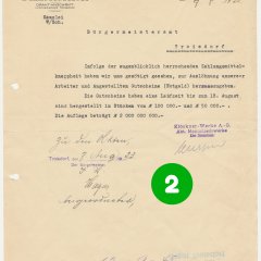 2. Türchen: Schreiben der Klöckner-Werke AG, Abteilung Mannstaedtwerke vom 5.8.1923 an das Bürgermeisteramt Troisdorf mit der Ankündigung der Herausgabe von Notgeld (Stadtarchiv Troisdorf, A 128 „Geldwesen“ 1902-1932, Bl. 33; Blog)