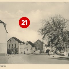 21. Türchen: Der Ursulaplatz auf einer historischen Ansichtskarte, Verlag Cramers Kunstanstalt in Dortmund (Quelle: Stadtarchiv Troisdorf)