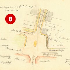 8. Türchen: Lageplan mit der eingezeichneten Blücherstraße aus dem Jahr 1928 (Quelle: Stadtarchiv Troisdorf, A 1647)